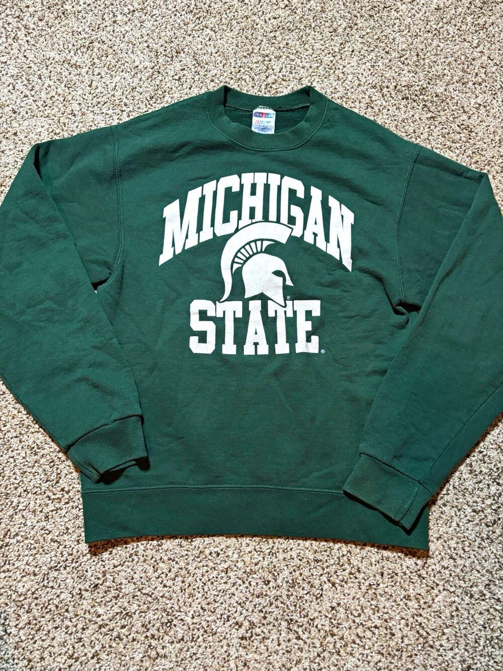JERZEES Michigan State Spartans Crewneck Sweatshirt Green Size S